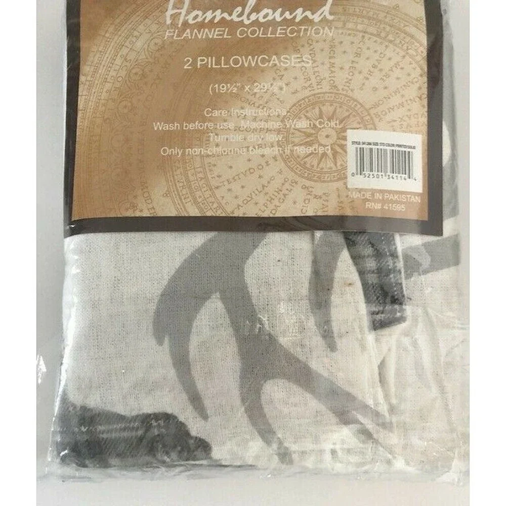 Luxury Double Brushed Flannel Standard Pillowcases Reindeer Deer Head Set of 2
